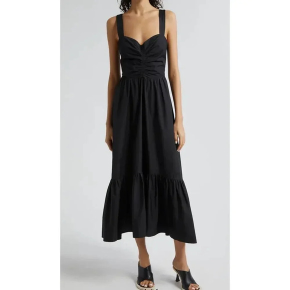 A.L.C. Dresses & Skirts - A.L.C. Lilah Ruched Ruffle Hem women’s black Maxi Dress Sz 4 $495.00 retail